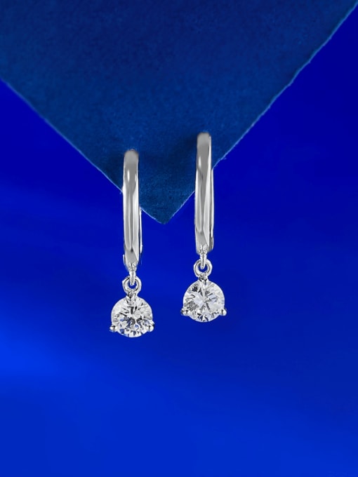 E585 Platinum Ear Buckle 925 Sterling Silver Cubic Zirconia Geometric Minimalist Huggie Earring