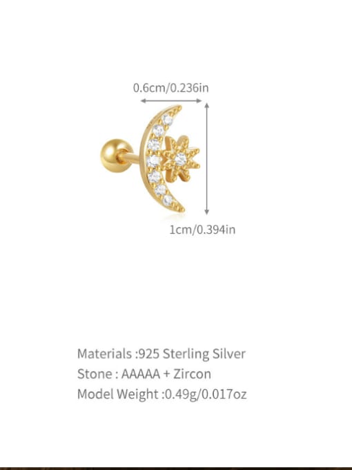 Single Gold 9 925 Sterling Silver Cubic Zirconia Geometric Dainty Single Earring