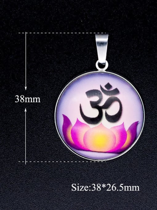 FTime Stainless steel Multicolor Millefiori Glass Round Charm Height :38 mm , Width:26.5 mm 2