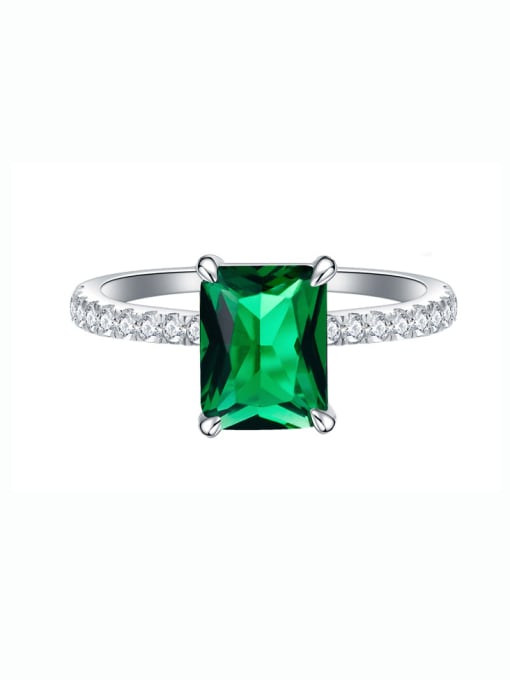 Green 925 Sterling Silver Cubic Zirconia Geometric Luxury Band Ring