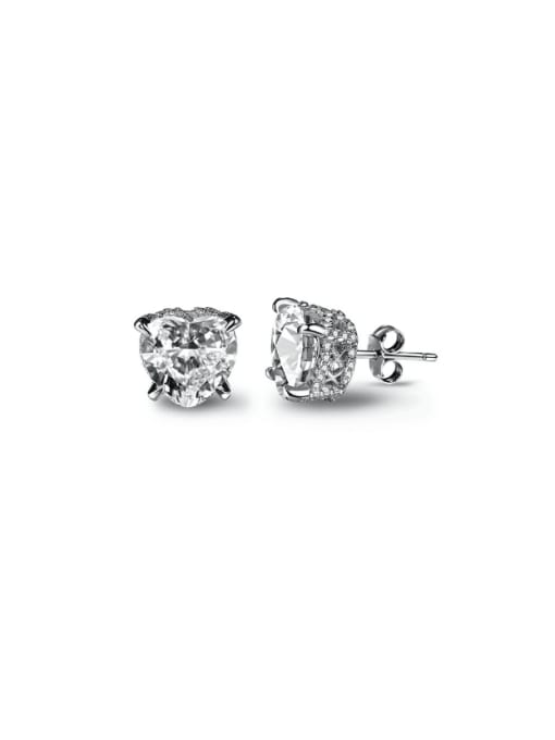 STL-Silver Jewelry 925 Sterling Silver Cubic Zirconia Heart Dainty Stud Earring 0