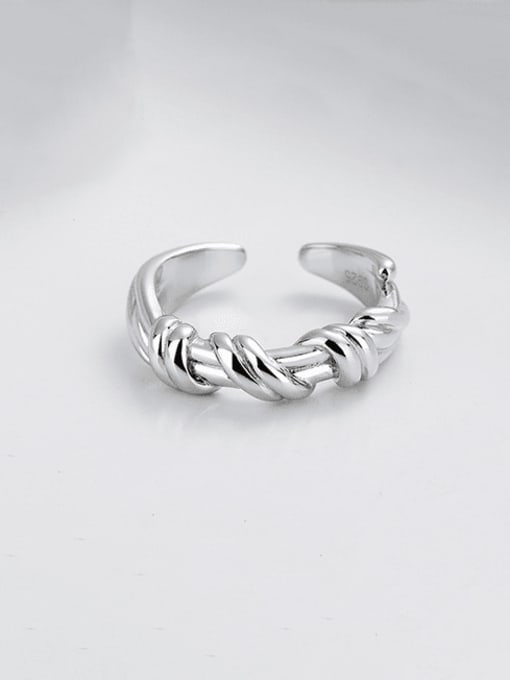 D013 Platinum  4.4g 925 Sterling Silver Twist Irregular Minimalist Band Ring