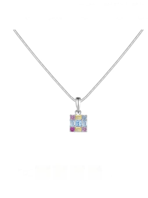 STL-Silver Jewelry 925 Sterling Silver Cubic Zirconia Geometric Dainty Necklace