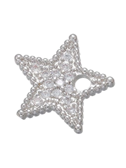 White gold full diamond star Brass Micropaved Butterfly Five-pointed star flower lips Pendant