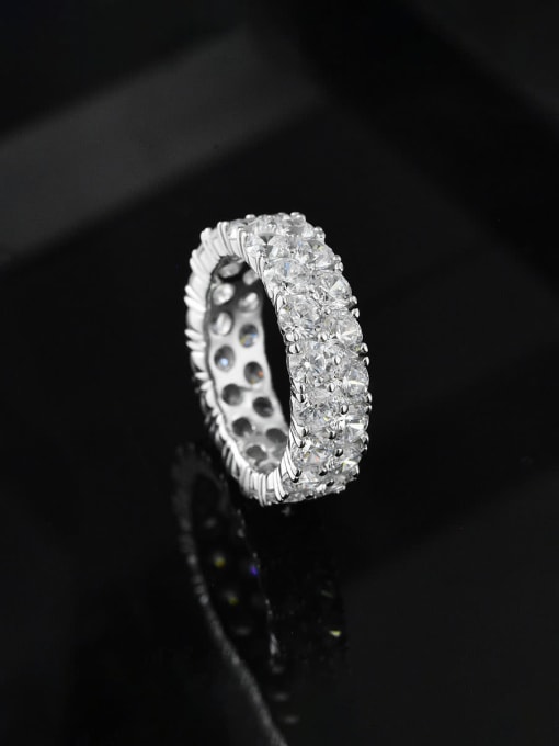 A&T Jewelry 925 Sterling Silver High Carbon Diamond Geometric Luxury Band Ring