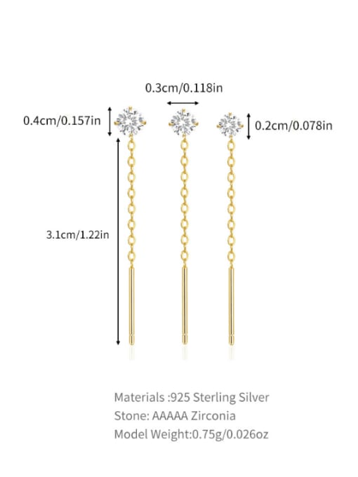 YUANFAN 925 Sterling Silver Tassel Minimalist Threader Earring 3