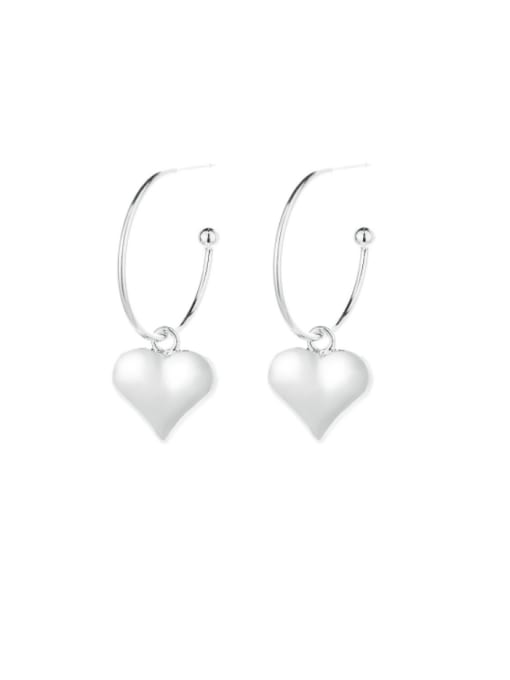 231RM approximately 3.6g pairs 925 Sterling Silver Heart Minimalist Hook Earring