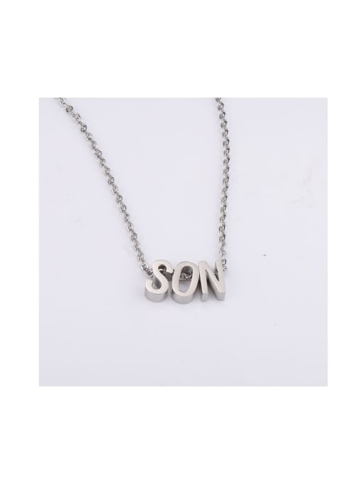 MEN PO Stainless steel SON English alphabet Minimalist Necklace 1