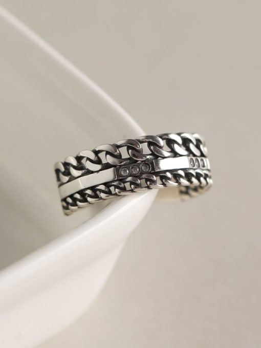 ACEE 925 Sterling Silver Cubic Zirconia White Geometric Vintage Stackable Ring 1