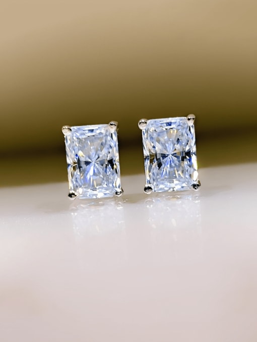 M&J 925 Sterling Silver High Carbon Diamond Geometric Luxury Stud Earring 1