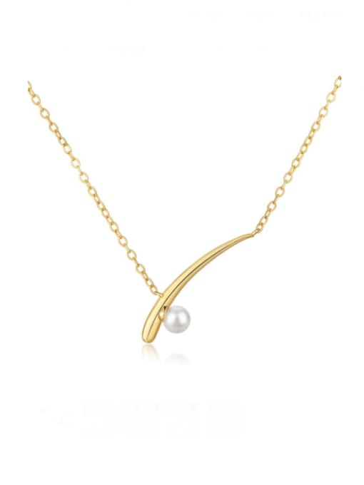 DY190390 S G WH 925 Sterling Silver Imitation Pearl Irregular Minimalist Necklace