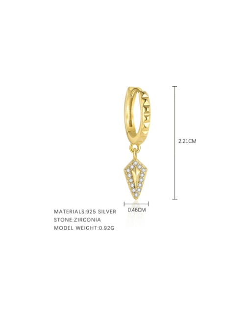 E5176 Gold Single 925 Sterling Silver Cubic Zirconia Geometric Minimalist Single Earring