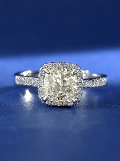 White G 925 Sterling Silver High Carbon Diamond Geometric Luxury Ring