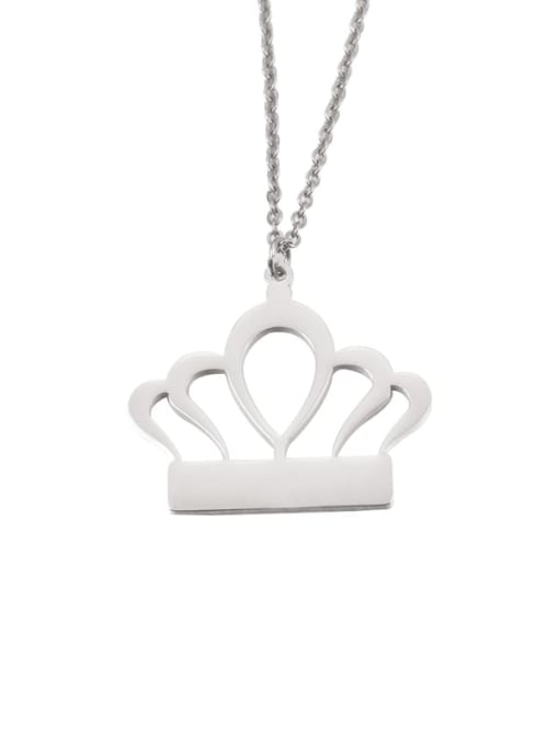 Steel color Stainless steel Crown Minimalist Necklace
