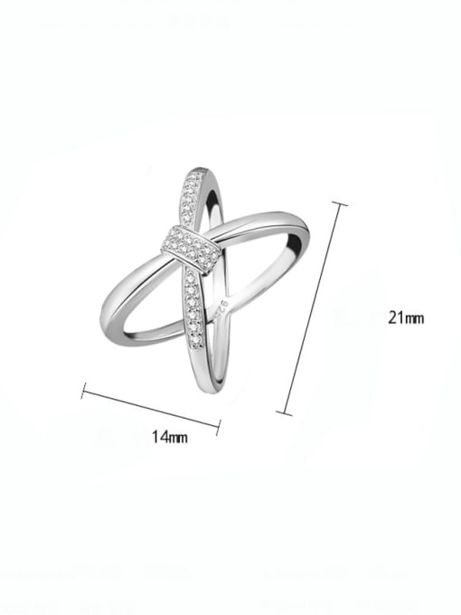 A&T Jewelry 925 Sterling Silver Cubic Zirconia Cross Minimalist Band Ring 2