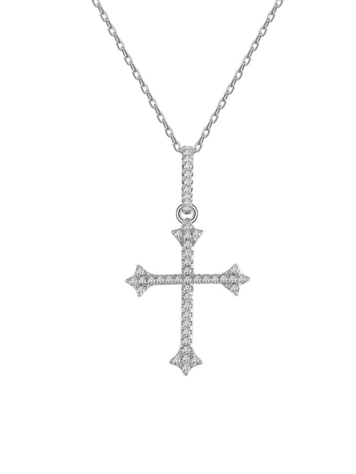 A&T Jewelry 925 Sterling Silver Cubic Zirconia Cross Minimalist Regligious Necklace 3