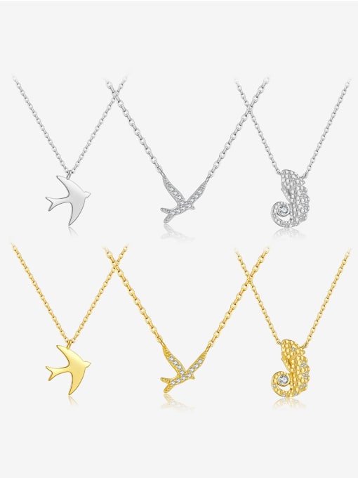 MZ- Silver 925 Sterling Silver Cubic Zirconia Irregular Minimalist Necklace 0