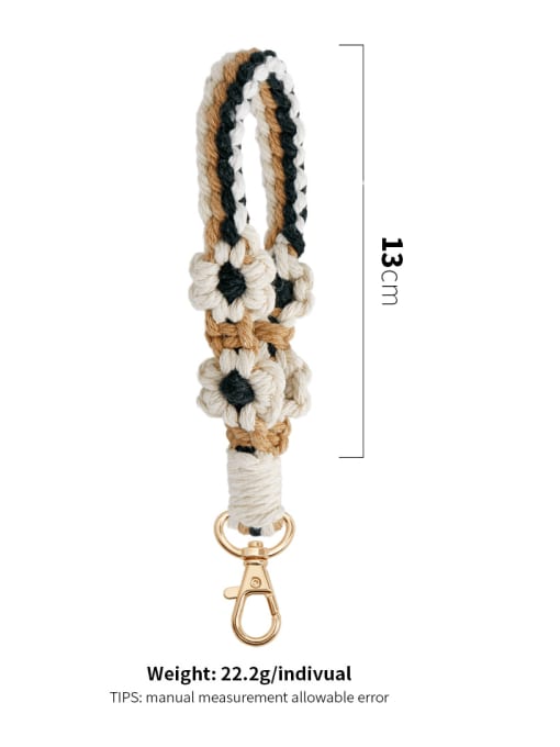 JMI Cotton thread Flower Keychain DIY Handwoven Wrist Strap Key Chain 3