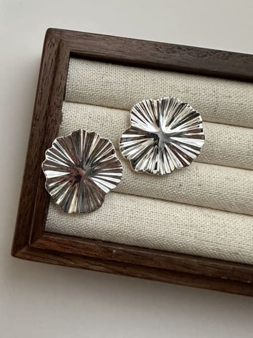 3ES22 Silver 925 Sterling Silver Flower Vintage Stud Earring