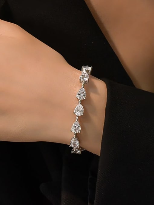 A&T Jewelry 925 Sterling Silver High Carbon Diamond Heart Luxury Bracelet 3