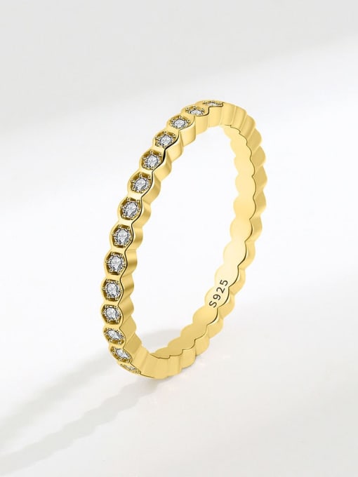 18k gold (full diamond) 925 Sterling Silver Cubic Zirconia Geometric Minimalist Band Ring