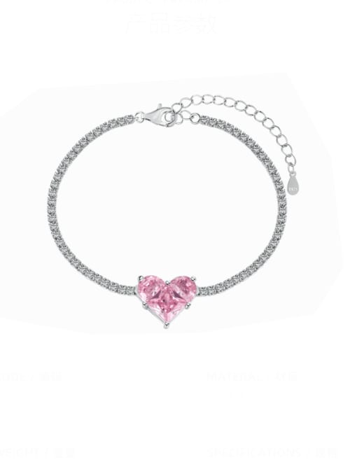 STL-Silver Jewelry 925 Sterling Silver Cubic Zirconia Heart Dainty Bracelet 0