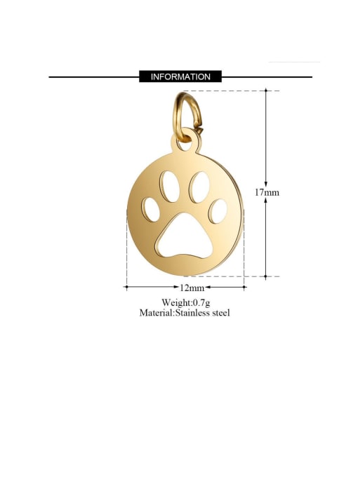 MEN PO Stainless steel Hollow dog paw polished small pendant with ring 2