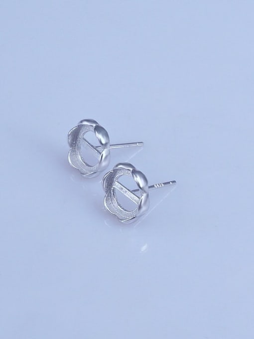 Supply 925 Sterling Silver 18K White Gold Plated Round Earring Setting Stone size: 8*8mm 2