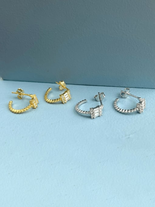 STL-Silver Jewelry 925 Sterling Silver Cubic Zirconia Geometric Minimalist Stud Earring 3