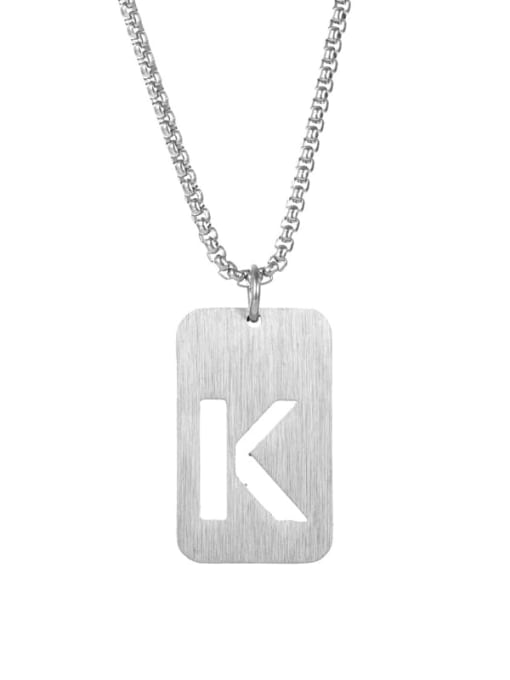 Letter K Pearl Chain Titanium Steel Letter Minimalist Long Strand Necklace