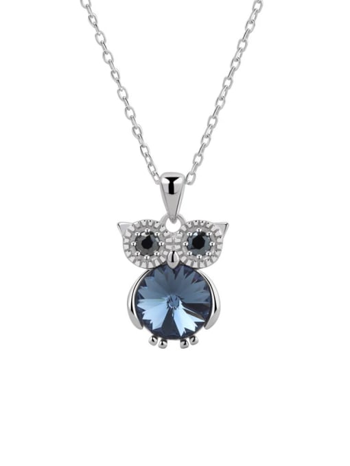 PNJ-Silver 925 Sterling Silver Crystal Owl Minimalist Necklace