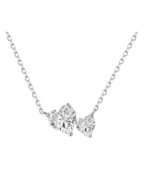 Platinum DY190758 S W WH 925 Sterling Silver Cubic Zirconia Heart Minimalist Necklace