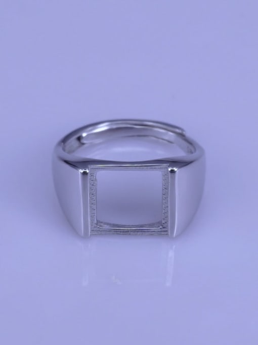 Supply 925 Sterling Silver 18K White Gold Plated Geometric Ring Setting Stone size: 10*10mm 0