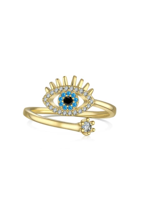 DY120694 S G HD 925 Sterling Silver Cubic Zirconia Evil Eye Dainty Band Ring