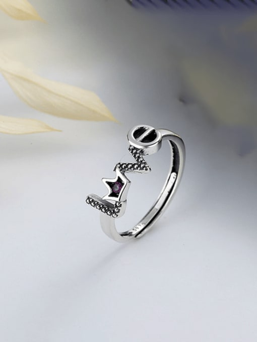 TAIS 925 Sterling Silver Letter Love Heart Vintage Ring 3