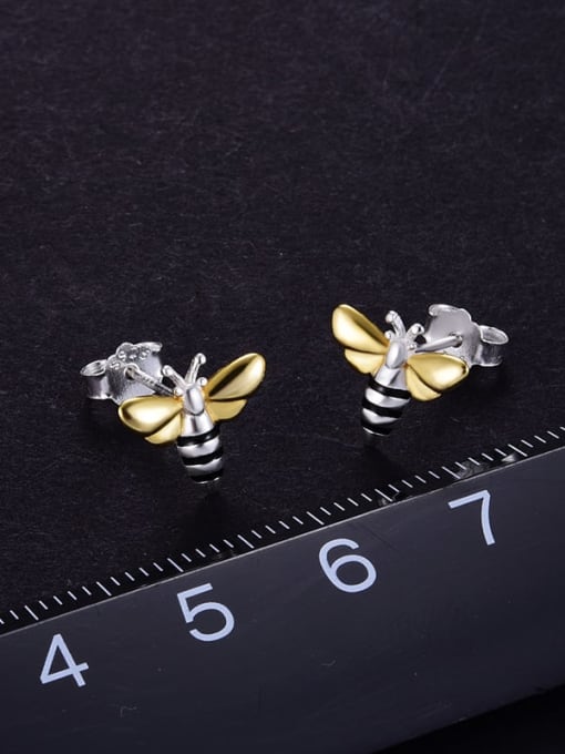 LOLUS 925 Sterling Silver cute bee color separation Dainty Stud Earring 2