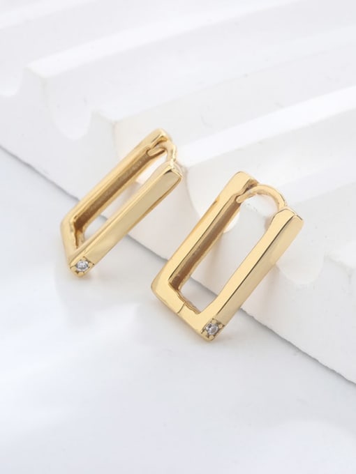 18k Gold Color 925 Sterling Silver Rectangle Earring