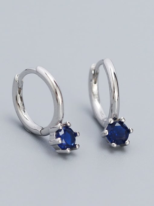 Platinum (Blue Stone) 925 Sterling Silver Cubic Zirconia Geometric Dainty Stud Earring