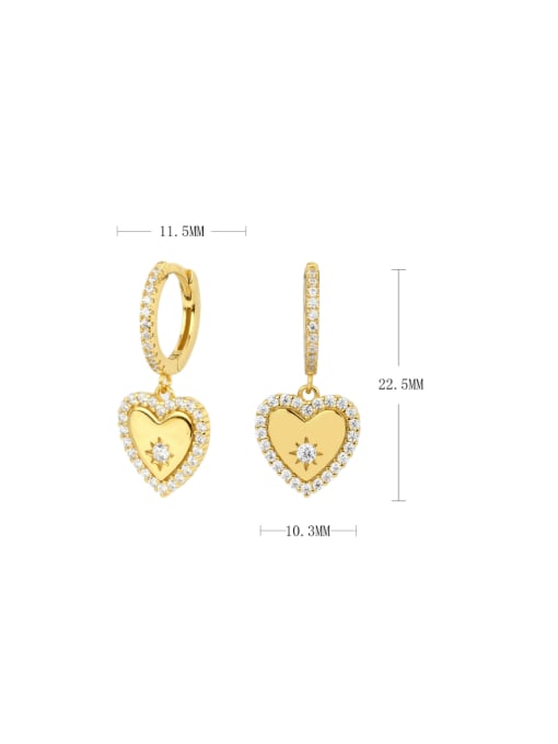 gold 1 925 Sterling Silver Cubic Zirconia Heart Minimalist Huggie Earring