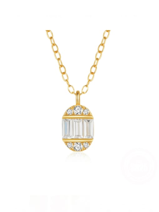 golden 925 Sterling Silver Cubic Zirconia Geometric Dainty Necklace