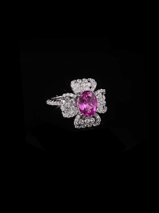 M&J 925 Sterling Silver Cubic Zirconia Flower Luxury Cocktail Ring 0