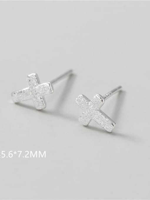Cross 5.6*7.2mm 925 Sterling Silver Geometric Minimalist Stud Earring
