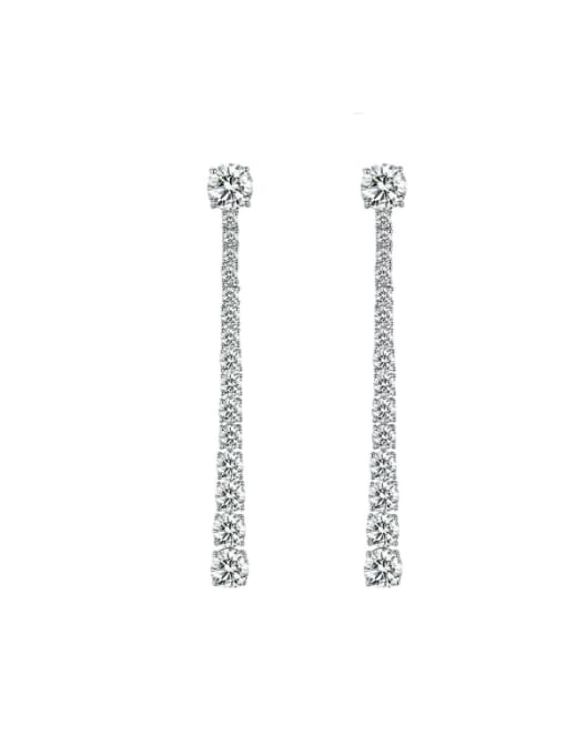 M&J 925 Sterling Silver Cubic Zirconia Geometric Long Luxury Cluster Earring