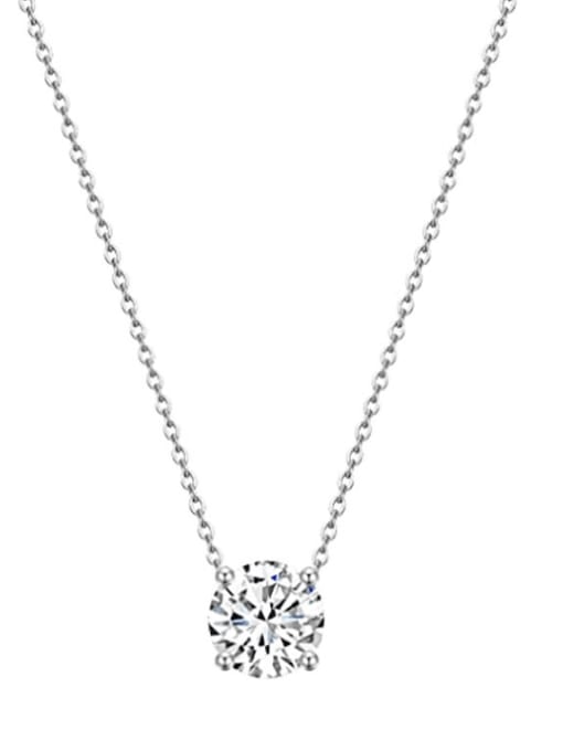 Platinum Style 1 925 Sterling Silver Cubic Zirconia Geometric Dainty Necklace
