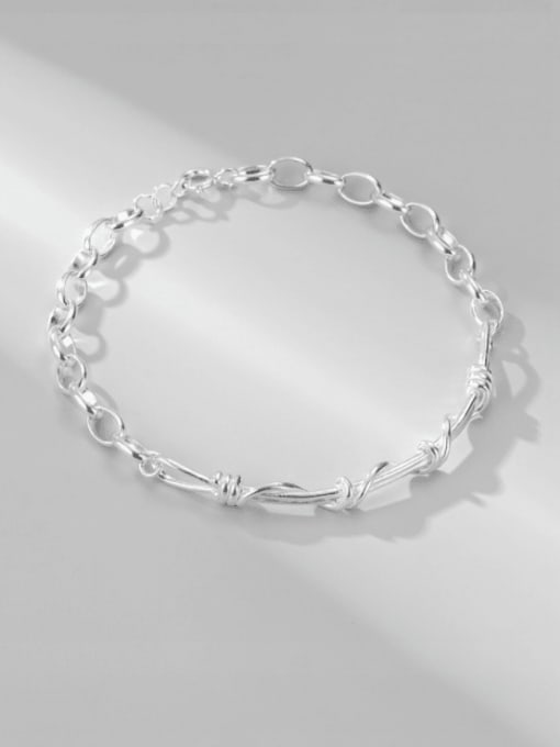 ARTTI 925 Sterling Silver Geometric Minimalist Winding Braided Irregular Bracelet 0