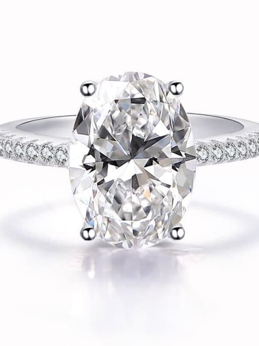 Platinum 925 Sterling Silver High Carbon Diamond Geometric Luxury Ring