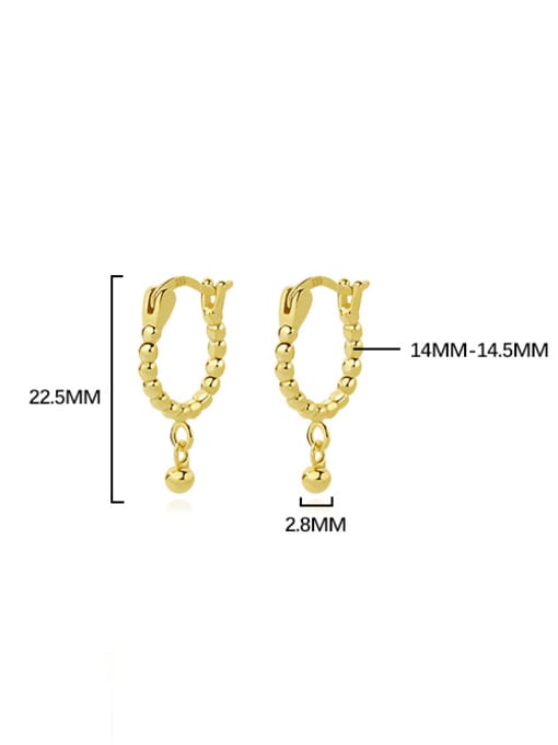 YUANFAN 925 Sterling Silver Bead Geometric Minimalist Huggie Earring 3