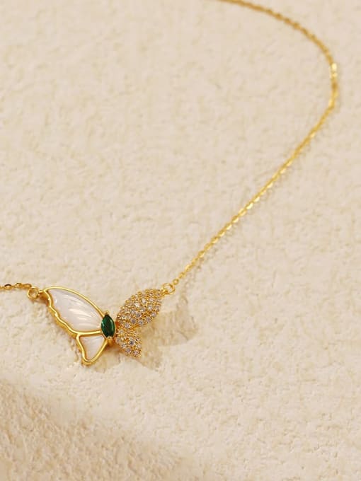 Gold 925 Sterling Silver Cubic Zirconia Butterfly Minimalist Necklace