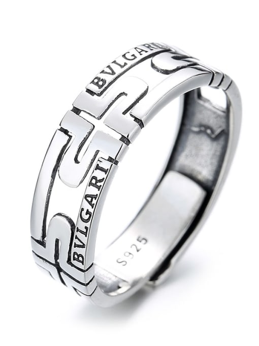 585J3.3 925 Sterling Silver Geometric Vintage Band Ring