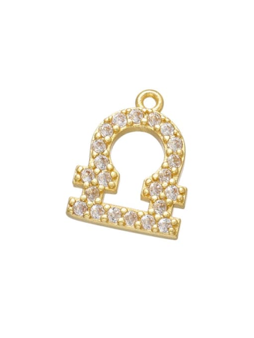 Golden Libra Brass Diamond Gold Plated Zodiac Pendant